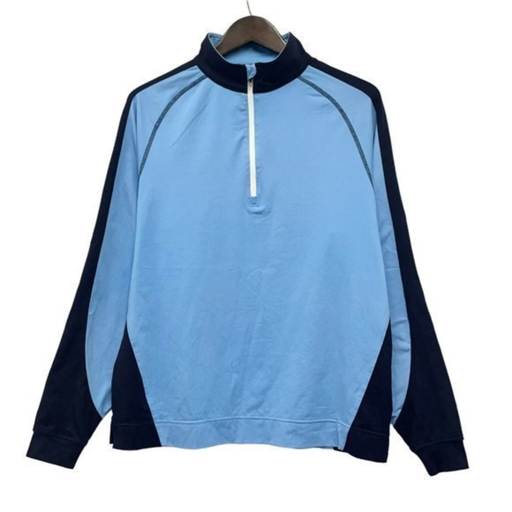 FootJoy FJ Men's 1/2 Zip Golf Pullover Shirt Nylon/Spandex Blue/Navy Logo M‎ guc